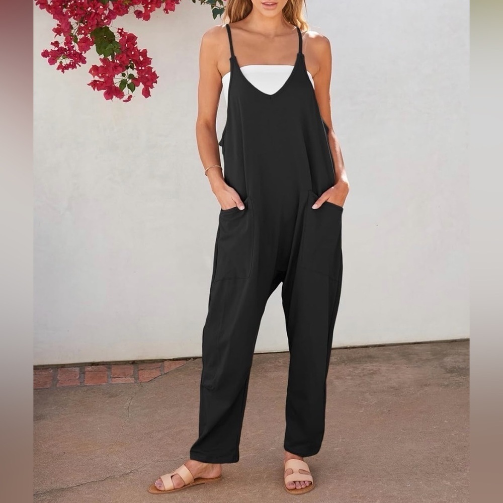 Jumpsuit overall romper Black Trendy comfy NWT